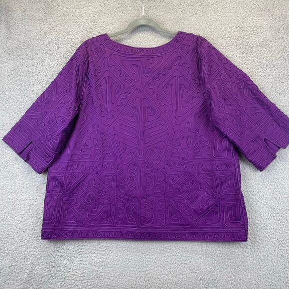 Catherines Maggie Barnes Jacket 14P 16P Artsy Aztec 3/4 Sleeve Lined Purple - Picture 8 of 11
